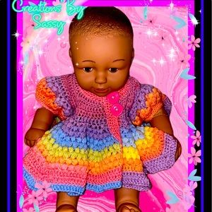 Handmade Crochet babygirl set multi color cotton yarn